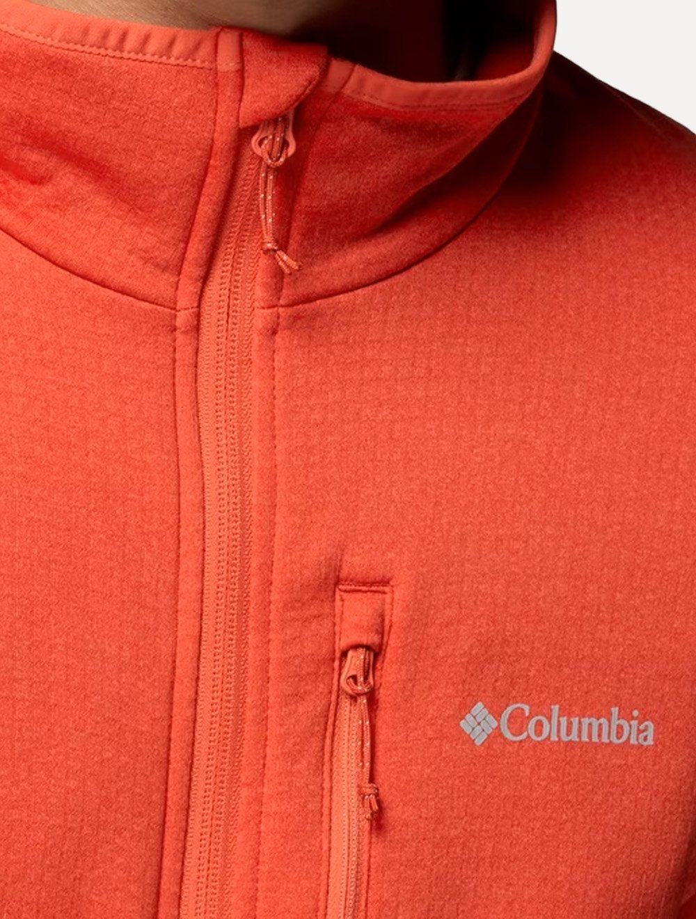 Jaqueta Columbia Masculina Fleece Hike Grid Full Zip Vermelho