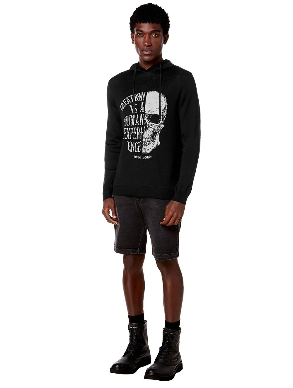 Tricot John John Masculino Side Skull Preto