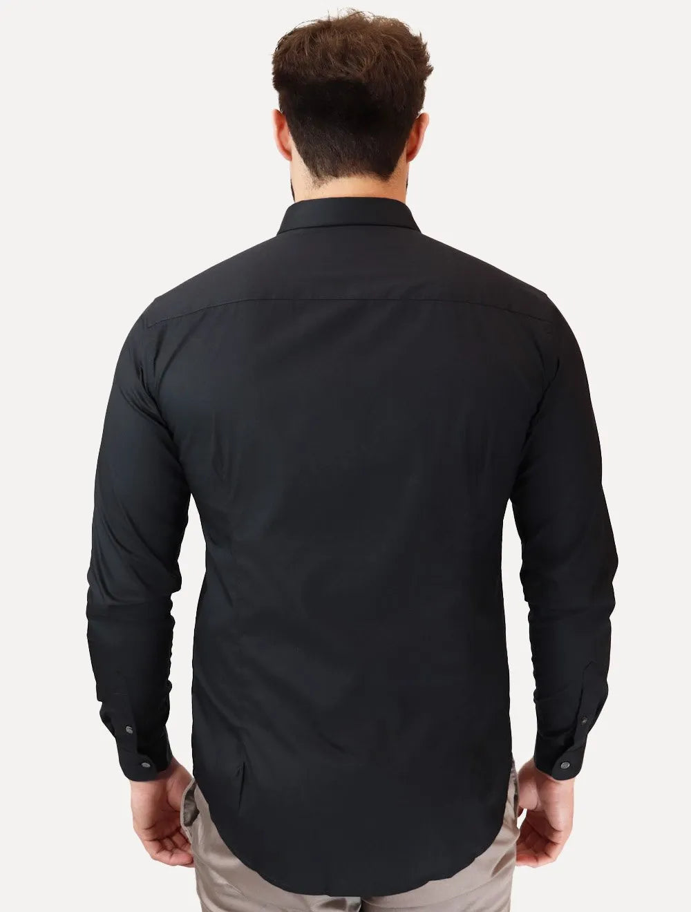 Camisa Empório Armani Masculina Stretch Embroidered Mono Logo Azul Escuro