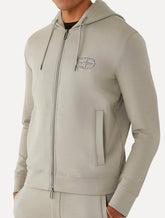 Blusa Moletom Empório Armani Masculina Hoodie Logo Bordado Caqui