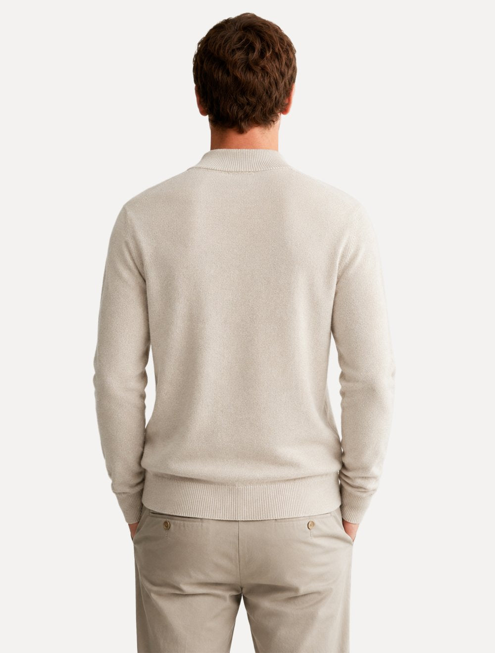 Suéter Dixen Masculino Tricot Basic Crewneck Cáqui Claro