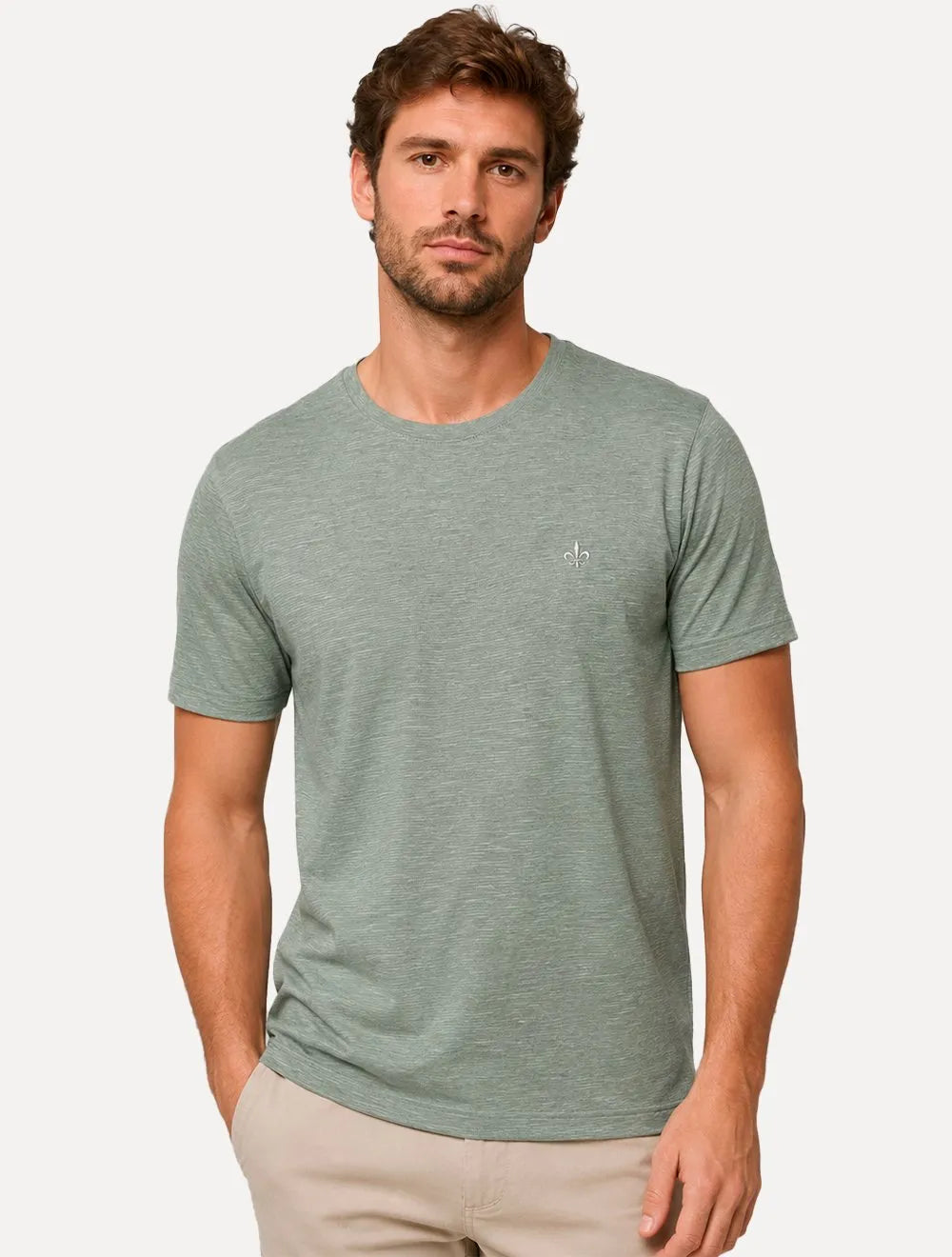 Camiseta Dudalina Masculina Essentials Modal Logo Verde Medio