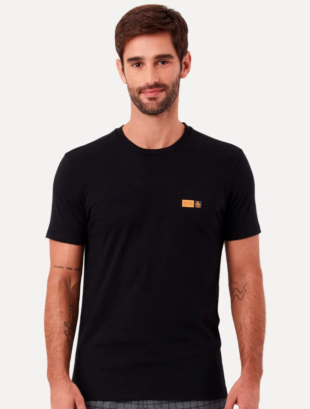 Camiseta Original Penguin Masculina Slim Rubber Logo Preta