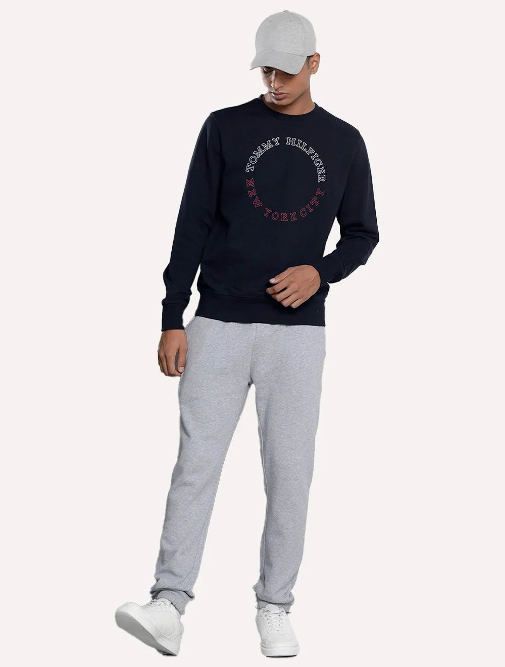 Moletom Tommy Hilfiger Masculino Crewneck Monotype Roundall Azul Marinho
