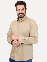 Camisa Dudalina Masculina Slim Slub Cotton Flame Lisa Cáqui Claro