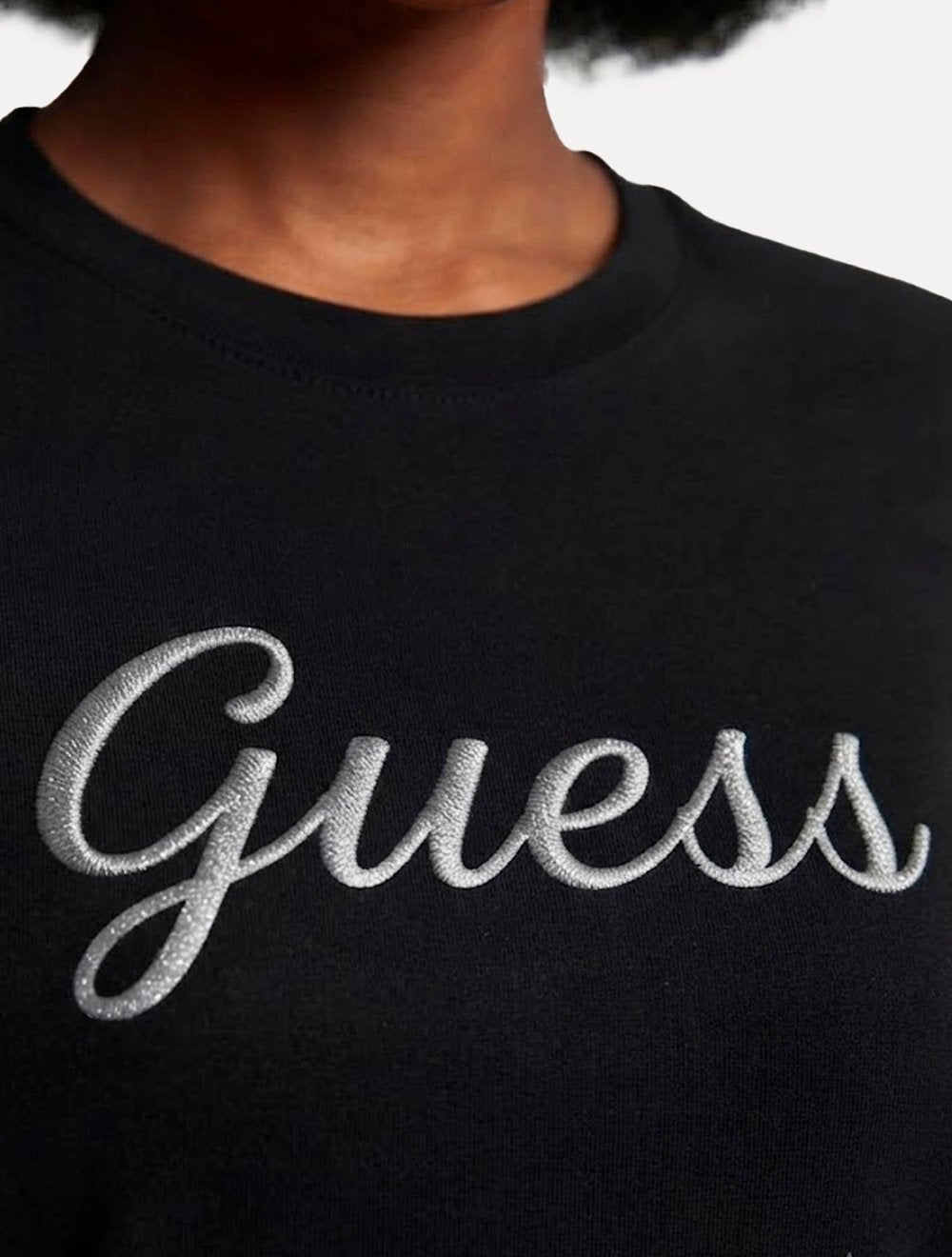 Camiseta Guess Feminina Signature Embroidery Logo Preta