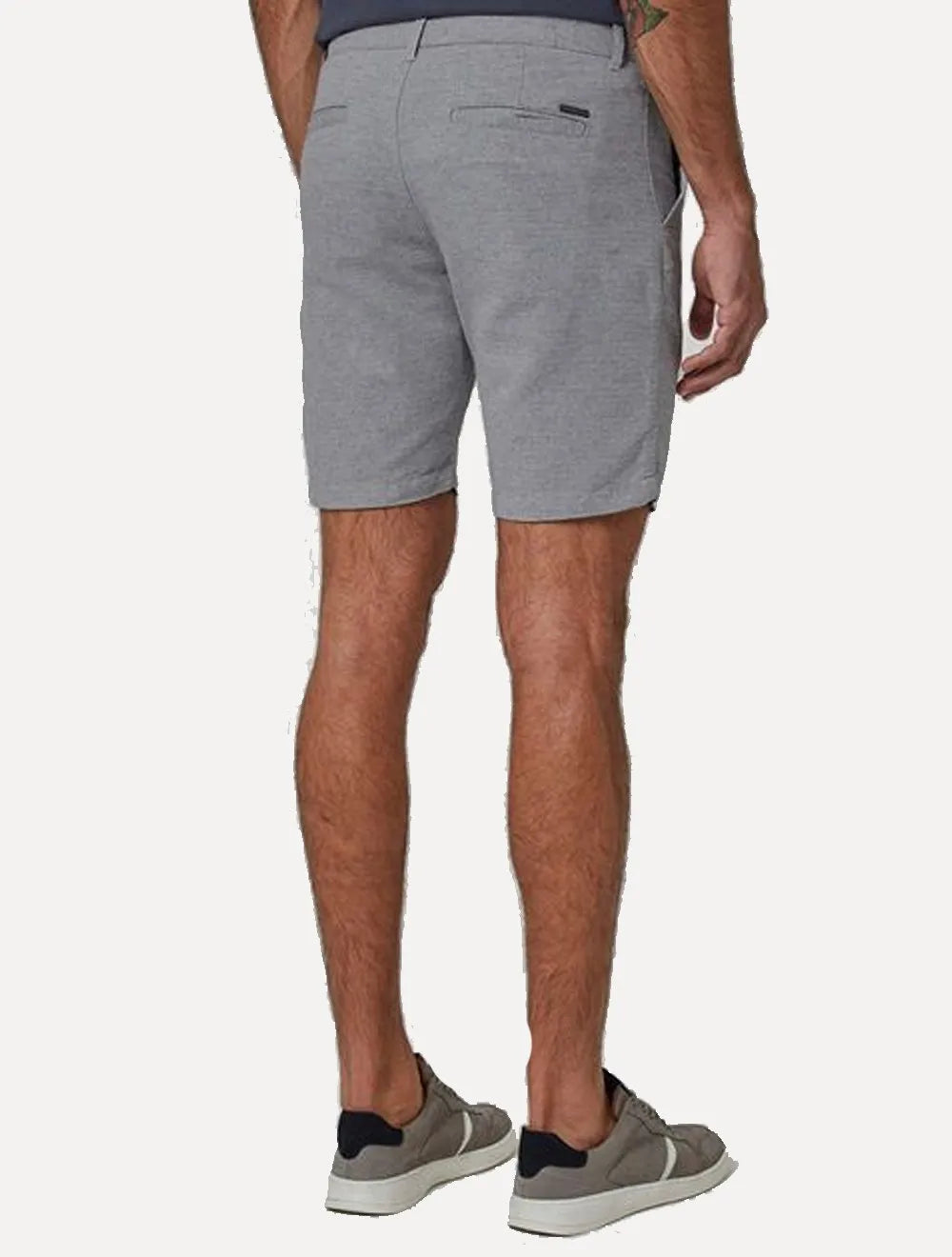 Bermuda Dudalina Masculina Sarja Slim Textura Cinza Claro Mescla