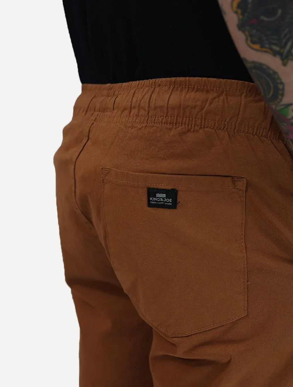 Short King & Joe Masculina Sarja Flex Twill Peach Marrom