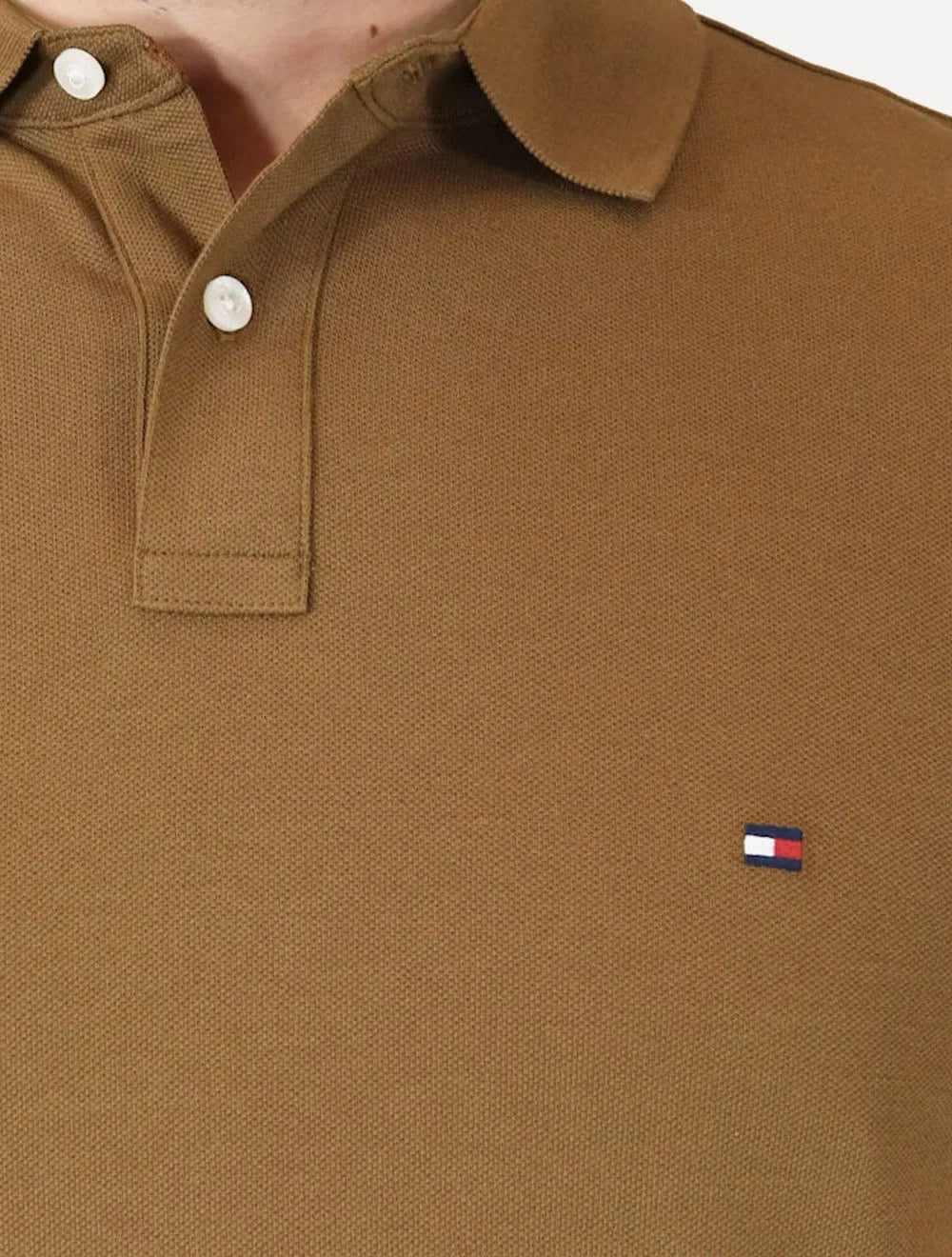 Polo Tommy Hilfiger Masculina Regular Piquet 1985 Marrom Médio