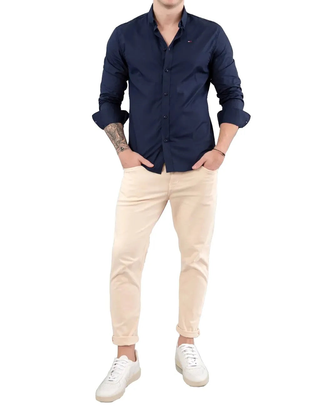 Camisa Tommy Jeans Masculina Slim Original Azul Marinho