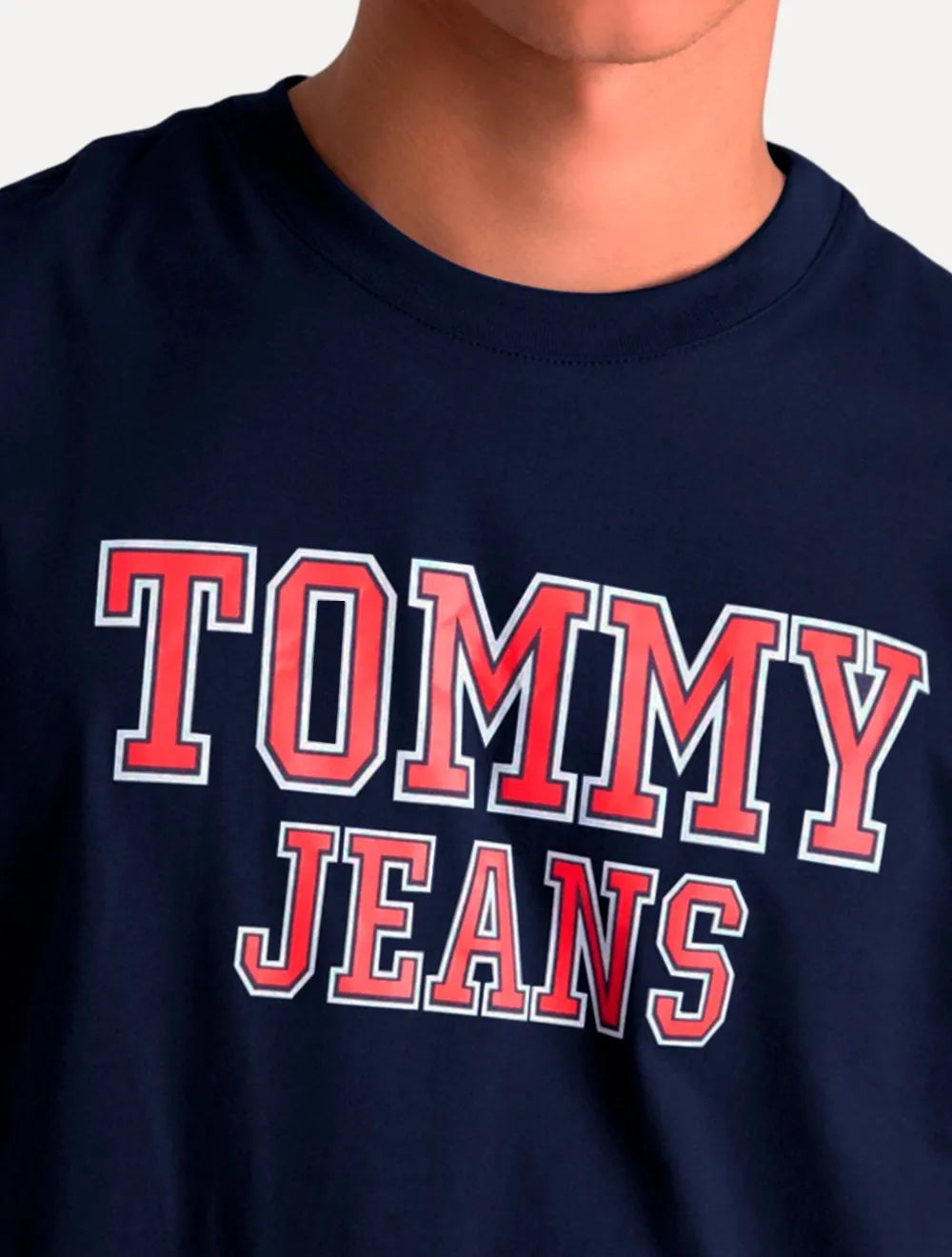 Camiseta Tommy Jeans Masculina Regular College Print Azul Marinho