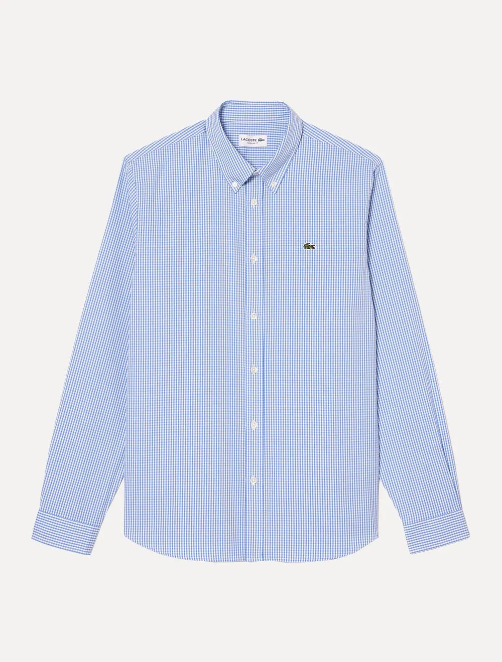 Camisa Lacoste Masculina Regular Casual Cotton Xadrez Azul/Branca