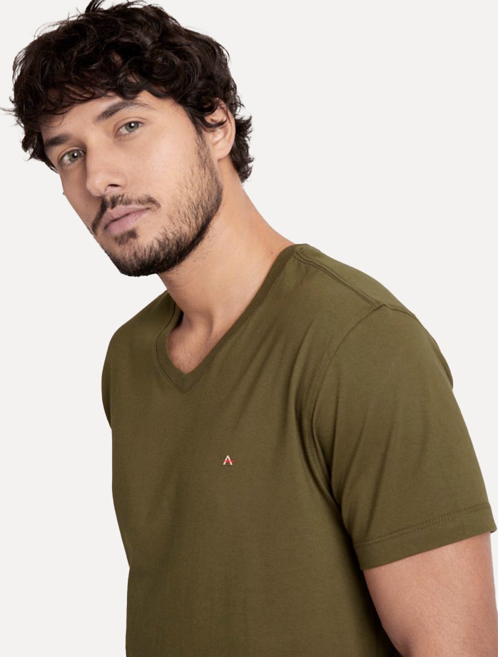 Camiseta Aramis Masculina Basic V-Neck Verde Musgo