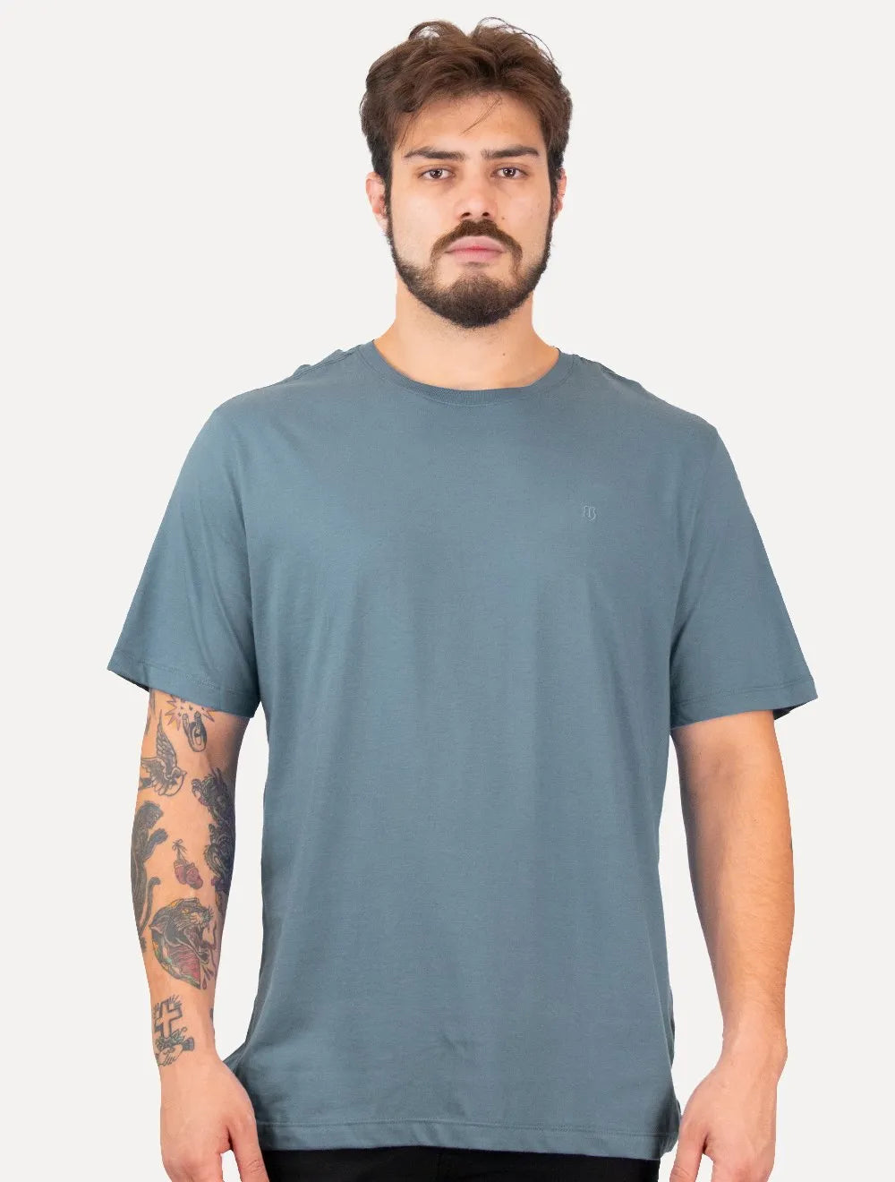 Camiseta Individual Masculina Comfort Logo Azul Médio