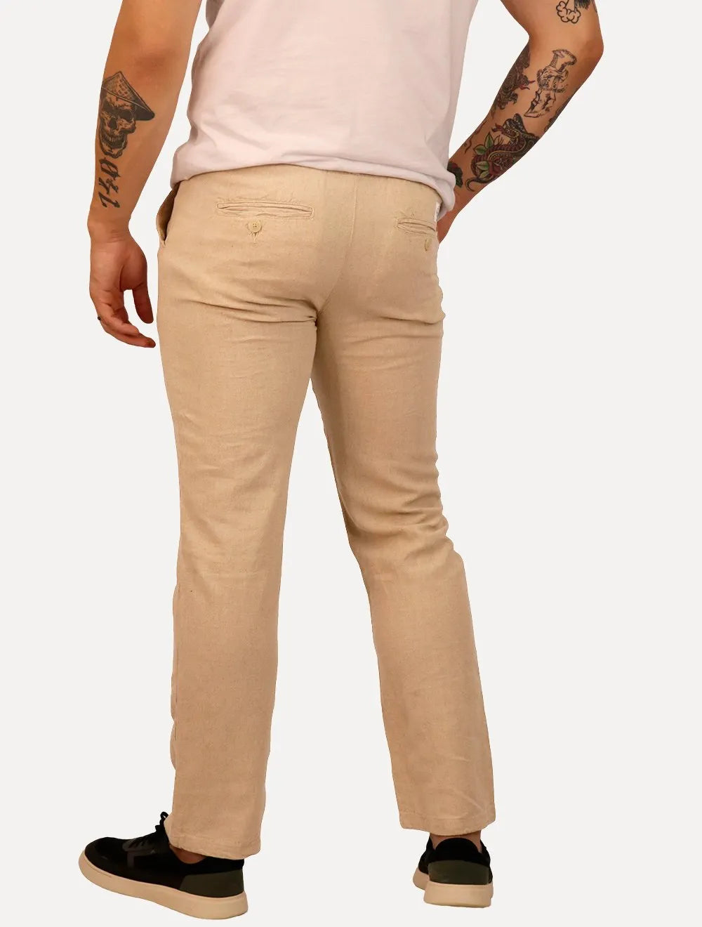 Calça Calvin Klein Jeans Masculina Linen Cáqui Mescla