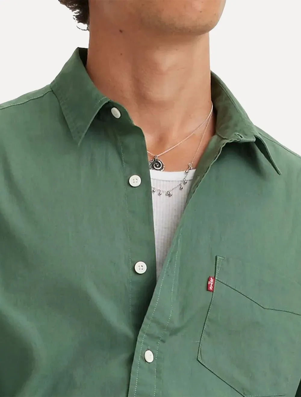 Camisa Levis Masculina Sunset One Pocket Verde Escuro