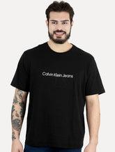 Camiseta Calvin Klein Jeans Masculina Embossed Logo Preta