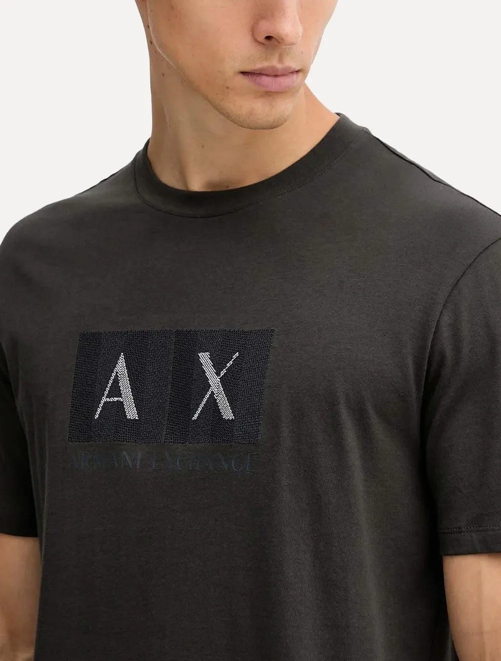 Camiseta Armani Exchange Masculina Regular AX Texturized Logo Verde Militar