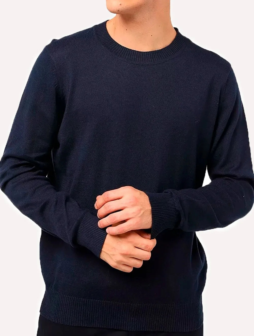 Sueter Ellus Masculino Tricot C-Neck Visco Like Basic Round Azul Marinho