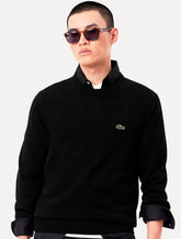 Suéter Lacoste Masculino Regular Fit Gola Redonda Logo Preto
