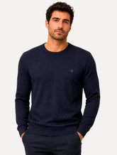 Suéter Dudalina Masculino Tricot Crewneck Textura Azul Marinho