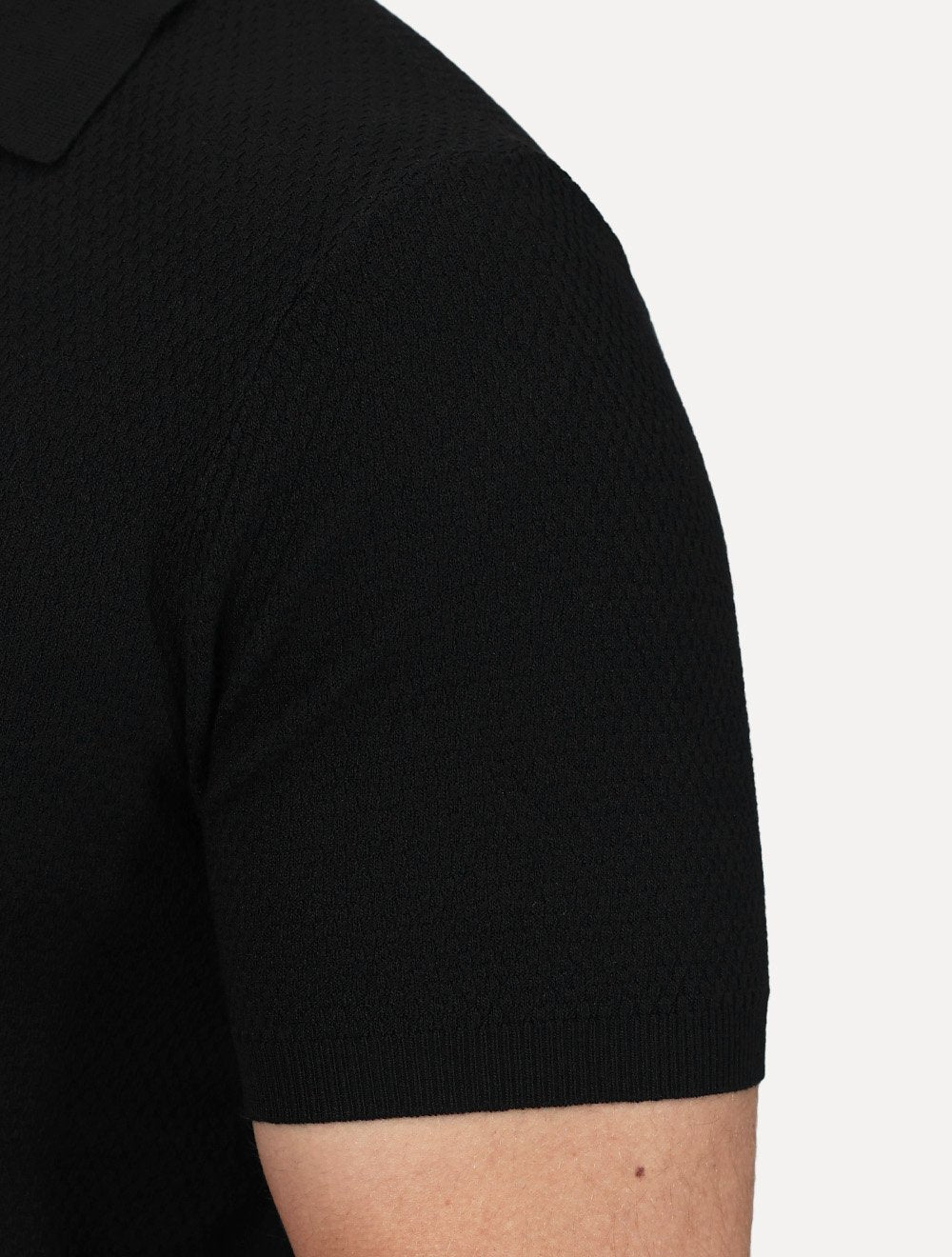 Polo Dixen Masculina Tricot Manga Curta Preta