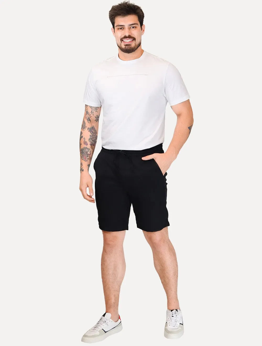 Bermuda Calvin Klein Jeans Masculina Chino Cotton Elastic Preta
