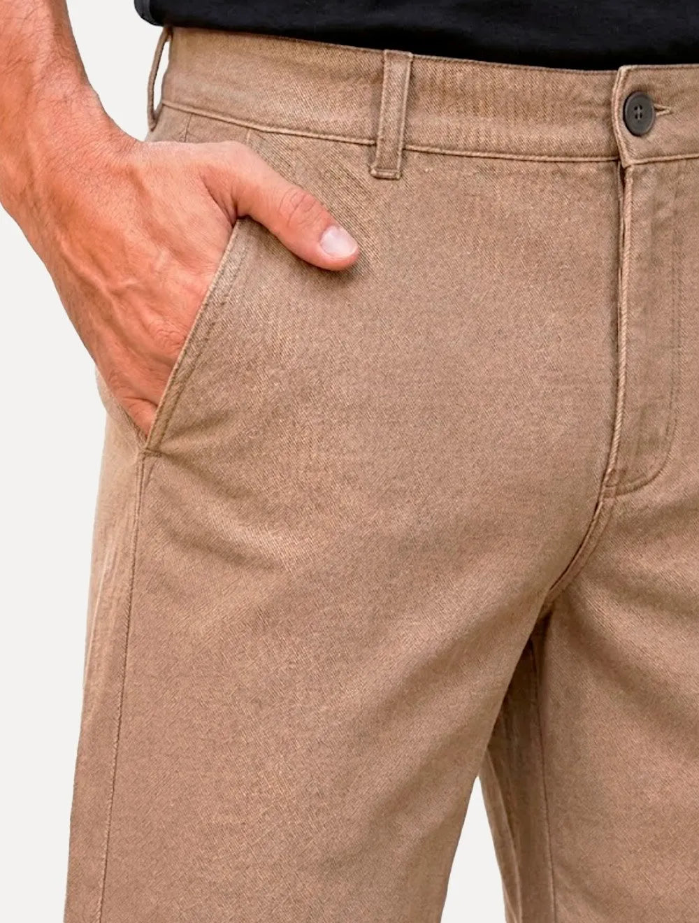 Bermuda Calvin Klein Jeans Masculina Botão 5 Pockets Cáqui Médio