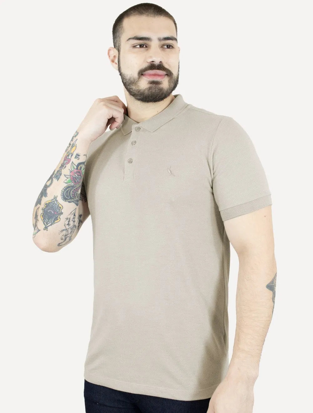 Polo Reserva Masculina Piquet Denim Texture Areia