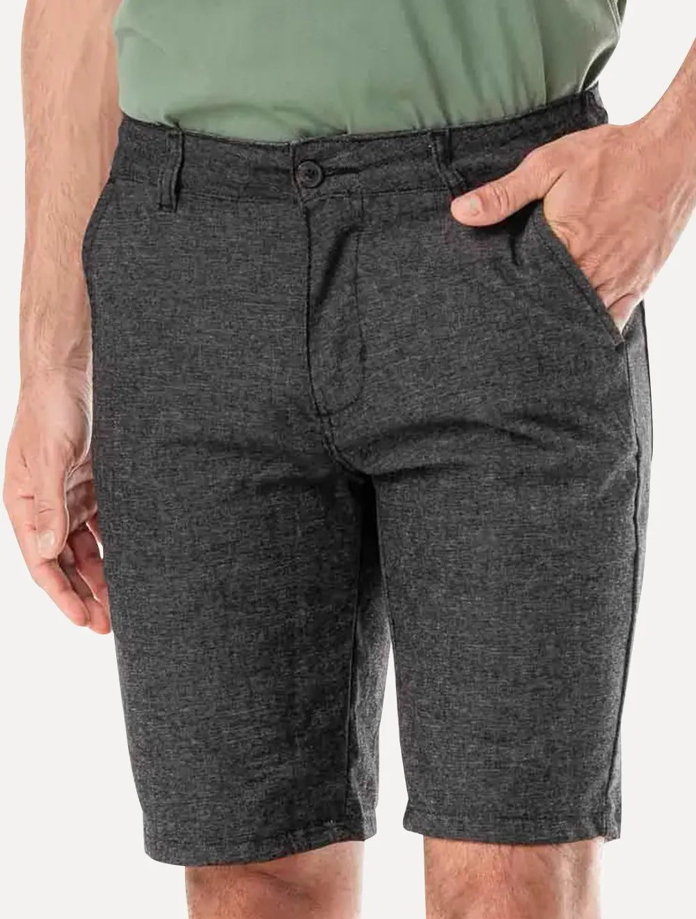Bermuda King & Joe Sarja Masculina Slim Texture Preto Mescla