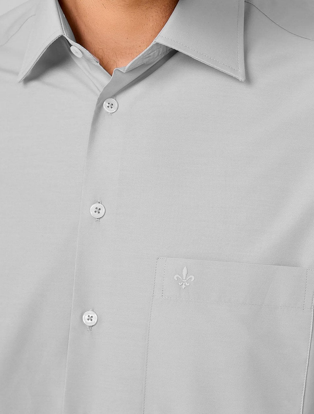 Camisa Dudalina Masculina Comfort Tricoline Lisa Cinza Claro