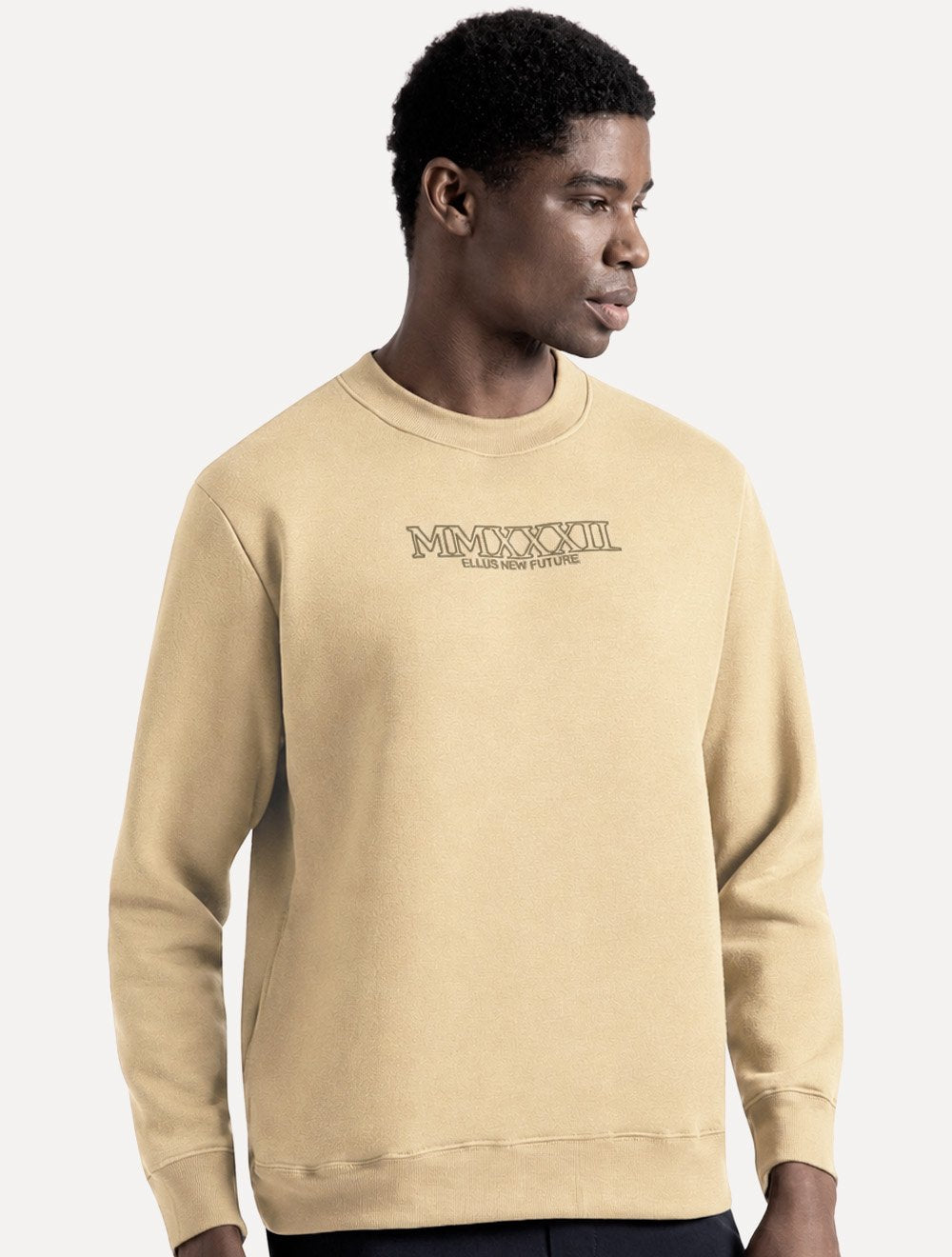 Moletom Ellus Masculino Crewneck Fleece New Future Cáqui