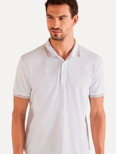 Polo Reserva Masculina Regular Piquet Friso Rajado Branca