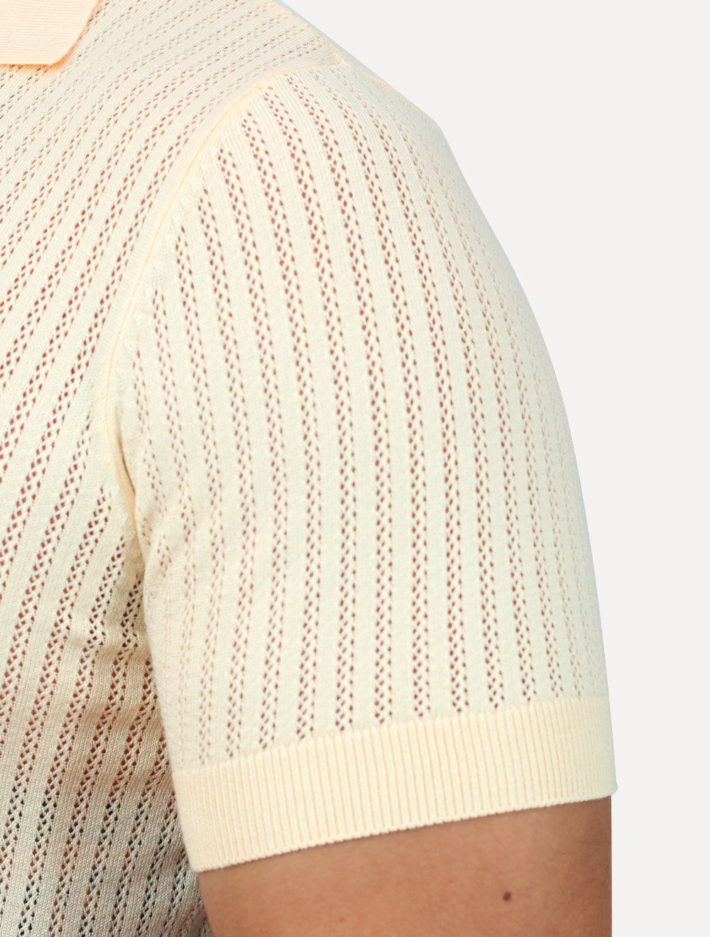 Tricô Dixen Manga Curta Gola Polo Off-White