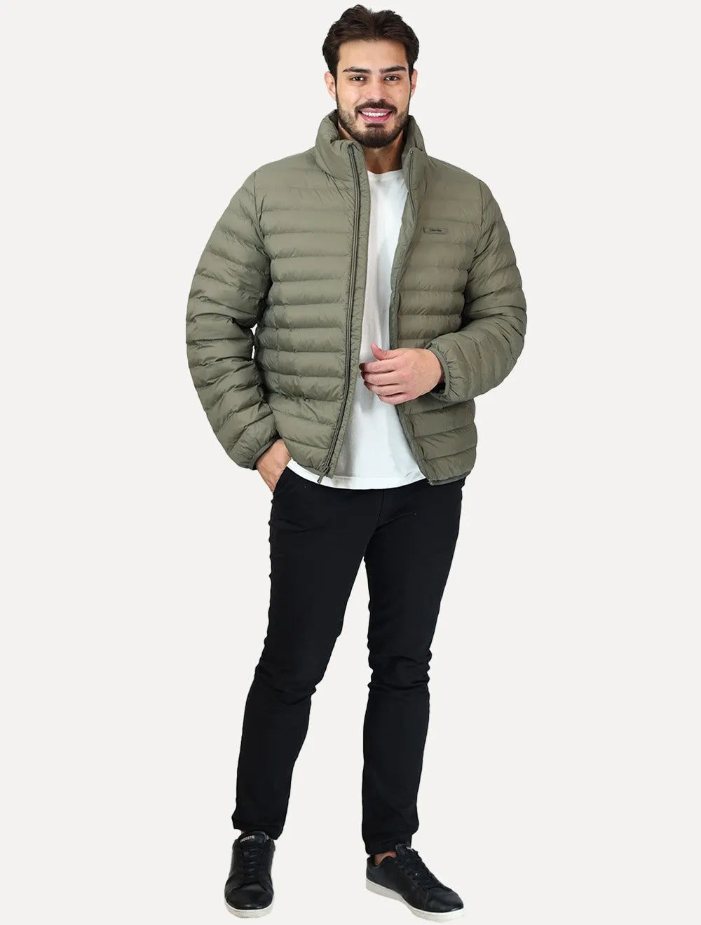 Jaqueta Calvin Klein Masculina Puffer Waterproof Caqui