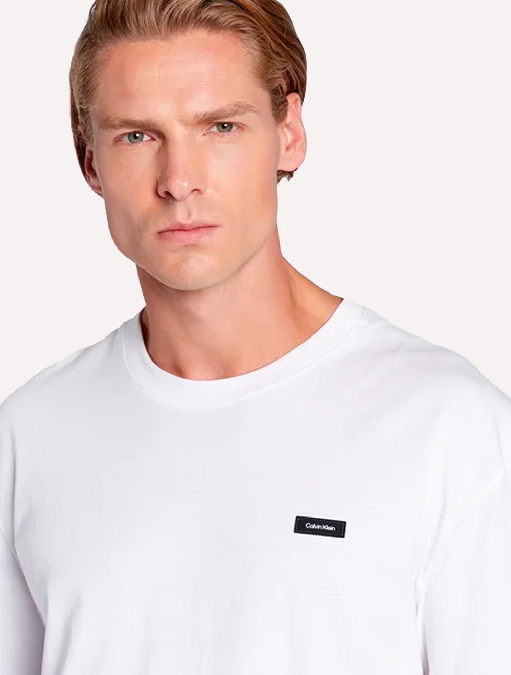 Camiseta Calvin Klein Masculina Comfort Fit Rubber Patch Branca