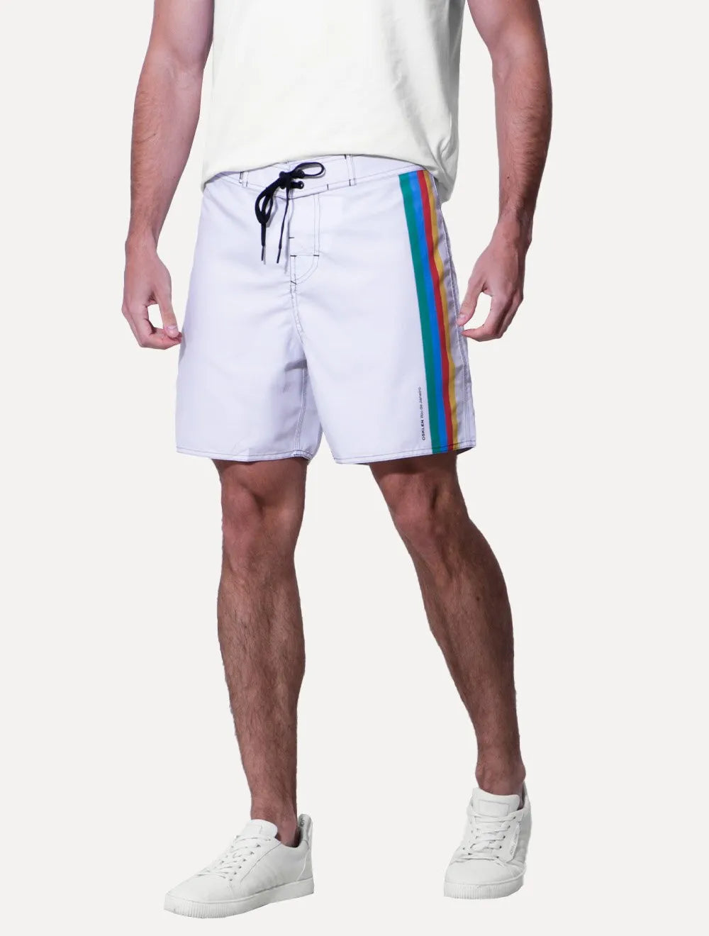 Bermuda Osklen Masculina D'Água Surf Color Stripes Off-White