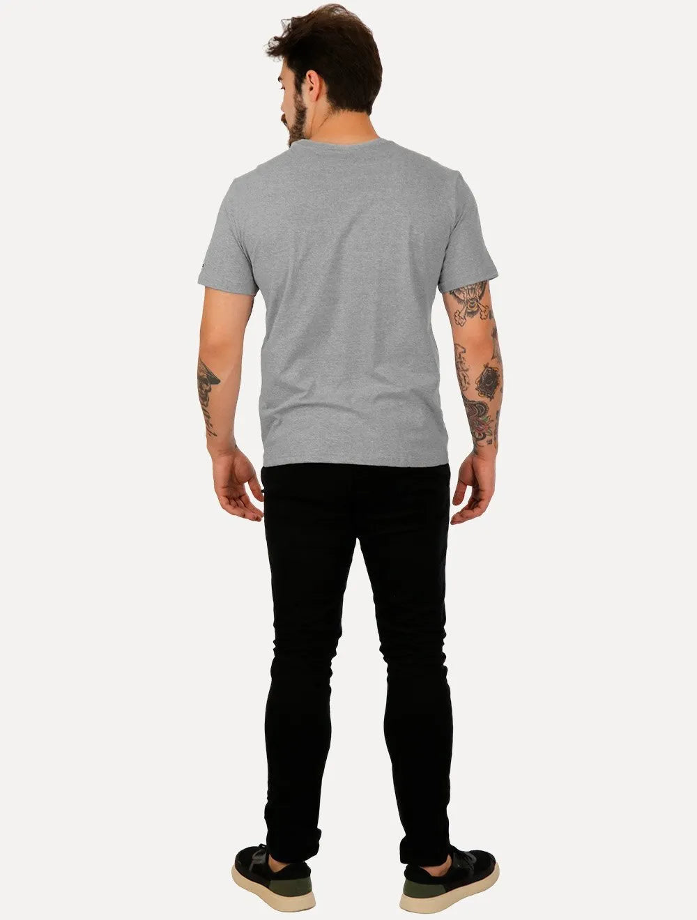 Camiseta Tommy Jeans Regular College Print Cinza Mescla