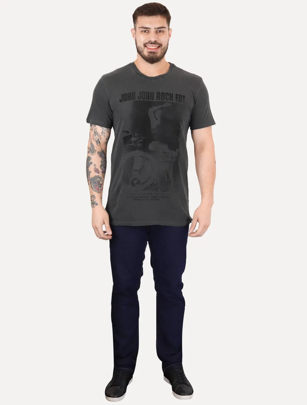 Camiseta John John Masculina Regular Fit Rock Edt. Chumbo