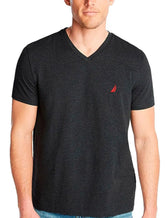 Camiseta Nautica Masculina Solid V-Neck Red Icon Chumbo Mescla
