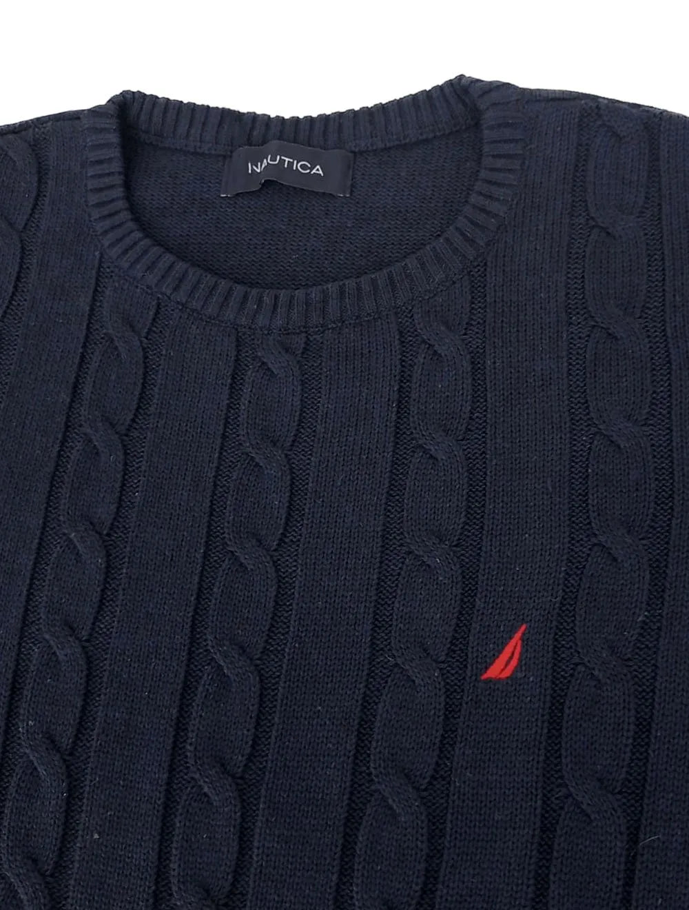 Blusa Nautica Tricot Sweater Cotton Red Logo Azul Marinho