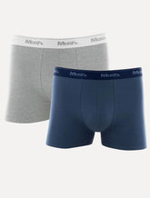 Cueca Mash Boxer Cotton Basic Azul Médio/ Cinza Mescla Pack 2UN