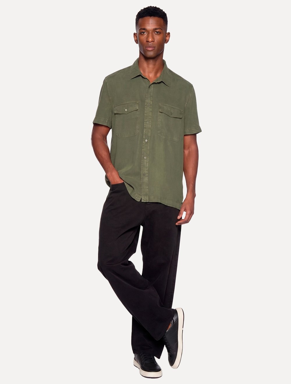 Camisa Osklen Masculina Used Utility Verde Militar