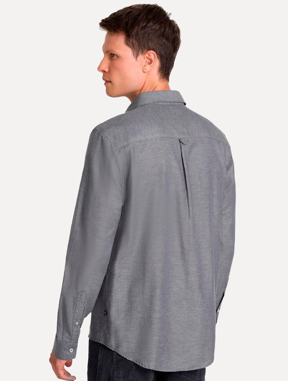 Camisa John John Masculina Regular Oxford Mono Logo Cinza Médio