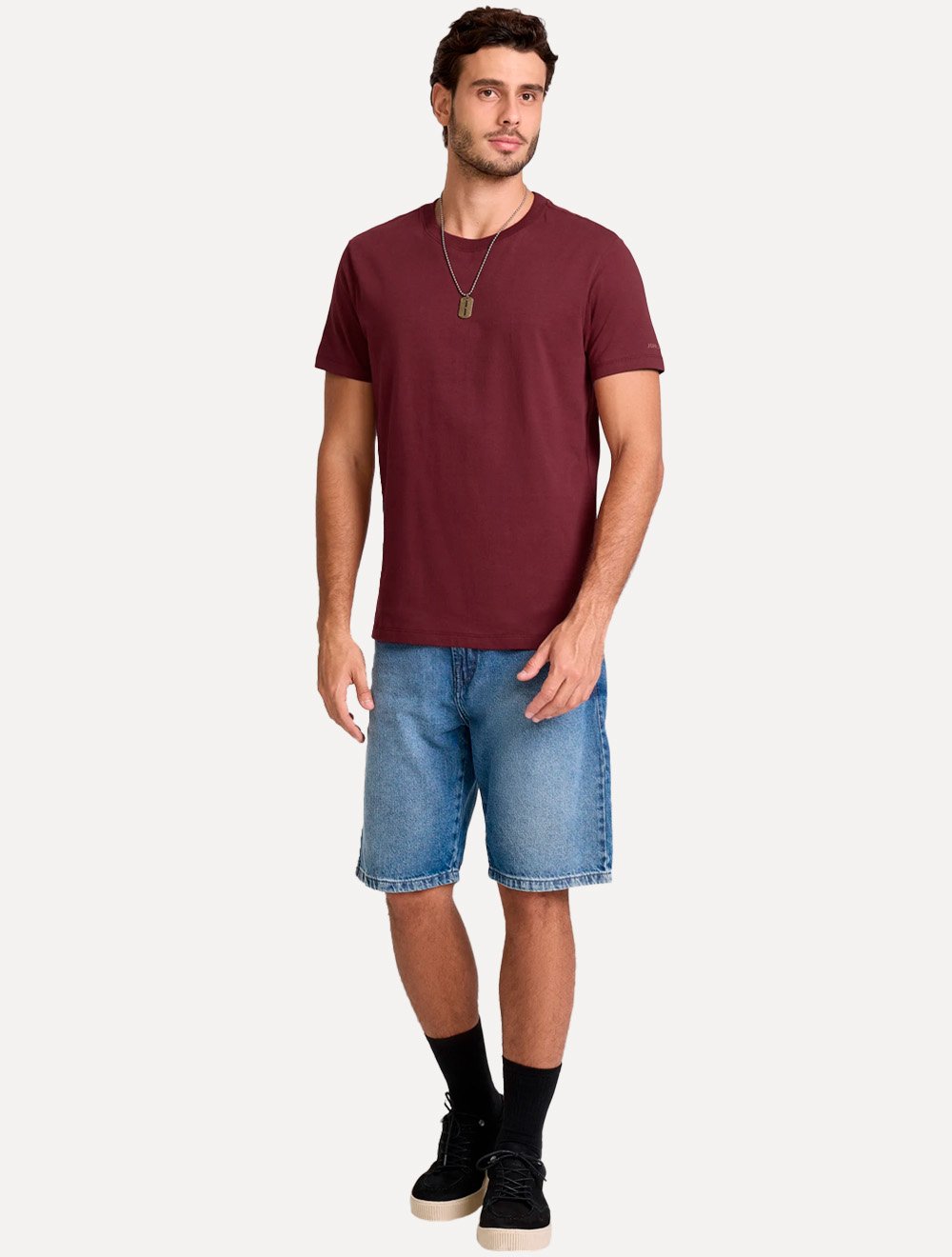 Camiseta John John Masculina Slim Fit Simple Vinho