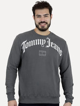 Moletom Tommy Jeans Masculino Regular Crewneck Grunge Logo Grafite