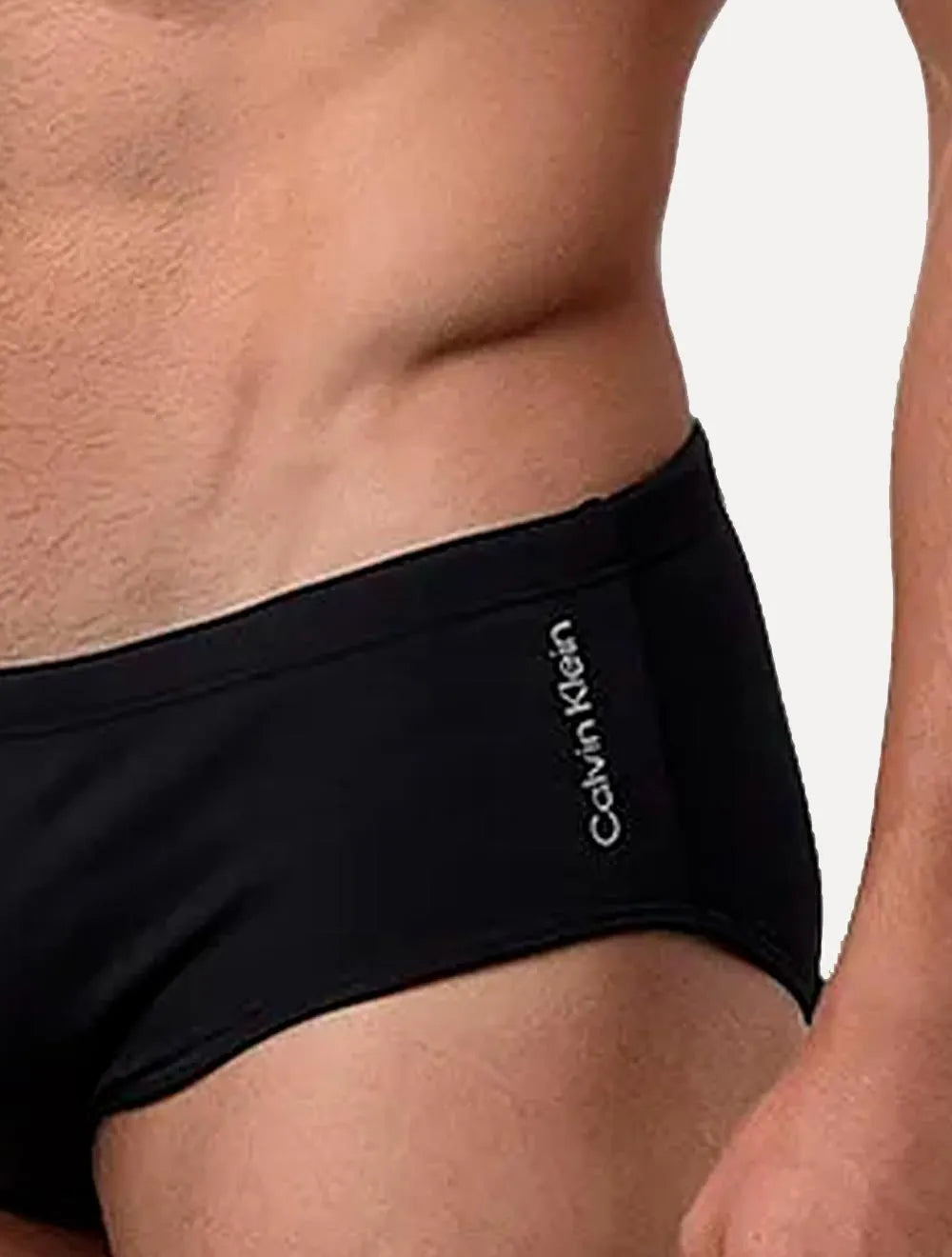 Sunga Calvin Klein Swimwear Slim Vertical Light Logo Pequeno Preta