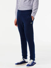 Calça Lacoste Masculina Slim Moletom Jogger Croco Azul Marinho