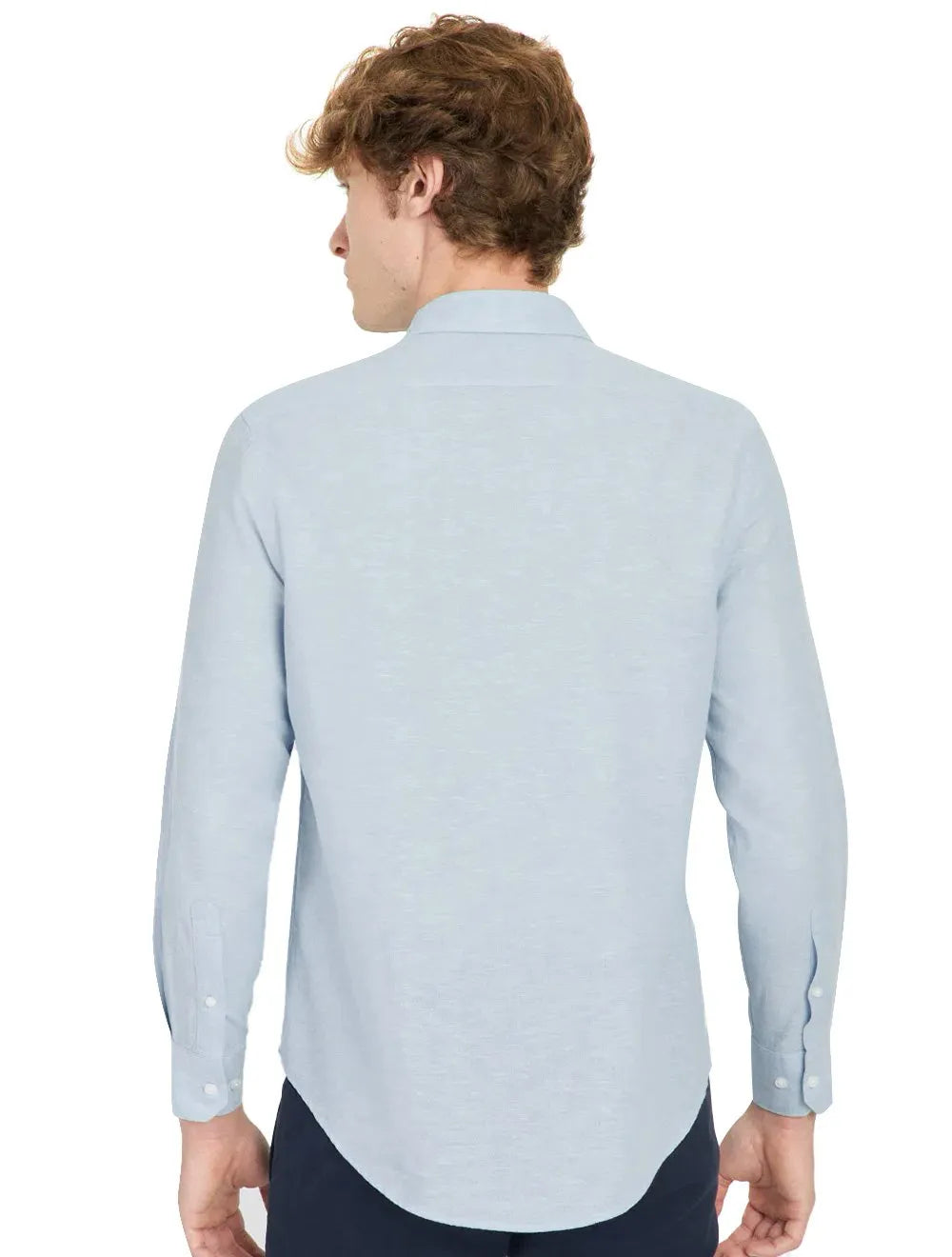 Camisa Aramis Masculina Regular Linho Algodão Azul Claro