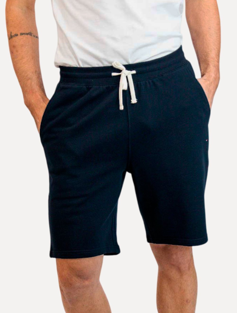 Bermuda Tommy Hilfiger Moletom Masculina Essential Terry Azul Marinho